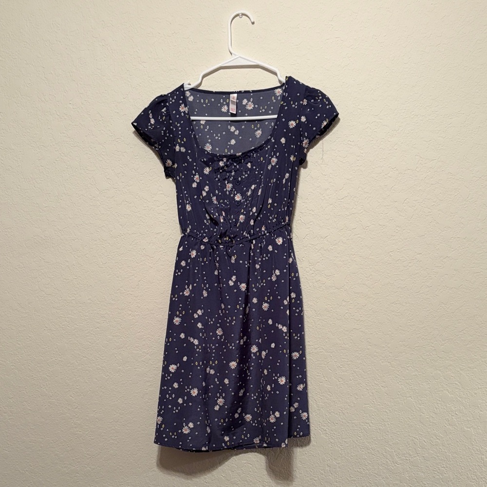 Xhilaration Navy Blue Floral Mini Dress